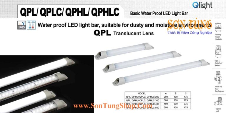 QPL-200 Đèn LED chống nước Qlight Bóng LED Dài 200 mm IP65