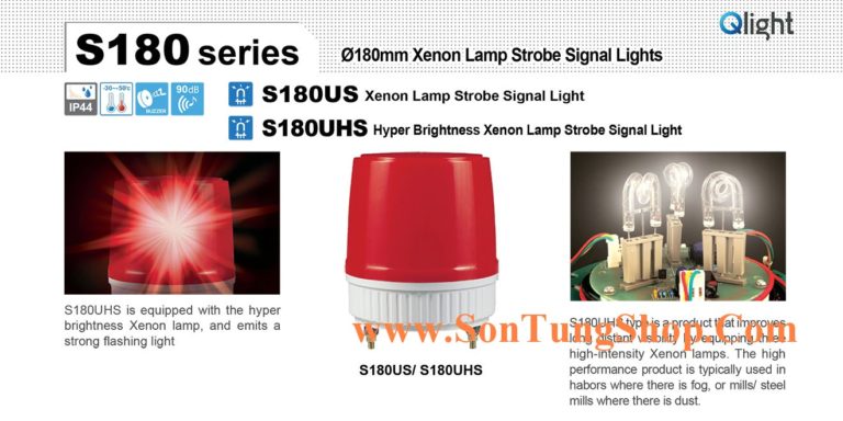 Đèn báo hiệu Qlight Korea Φ180, Chớp Nhấp nháy, bóng Xenon S180US-S180UHS