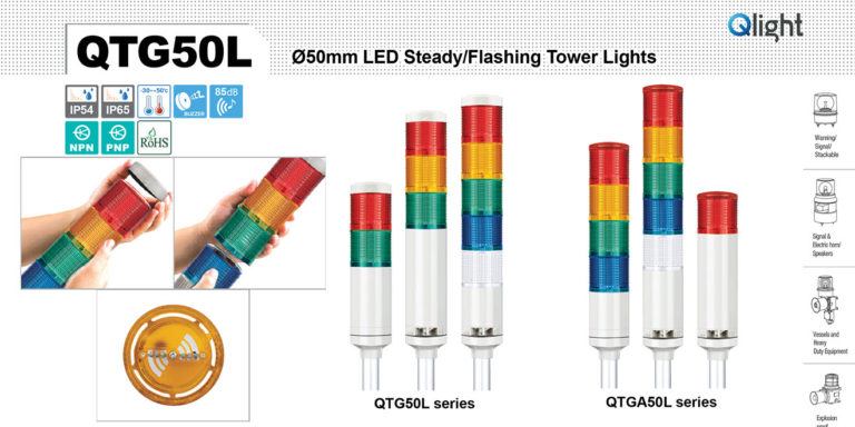 Đèn tháp Module QLight 1->5 tầng, bóng LED, Trụ tròn Φ50, QTG50L, IP65/IP54