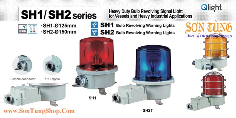 Đèn báo hiệu QLight Quay Φ150, bóng Sợi đốt, Hàng Hải IP66, KIMM, ABS, CE, SH2-SH2T
