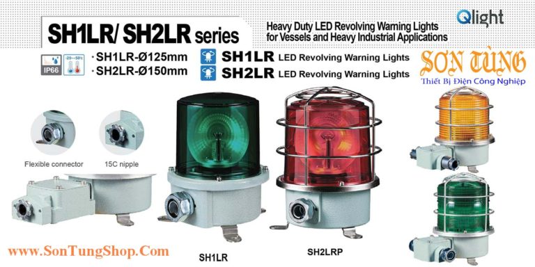 Đèn báo hiệu QLight Quay Φ125, bóng LED, Hàng Hải IP66, KIMM, ABS, CE, SH1LR-SH1TLR