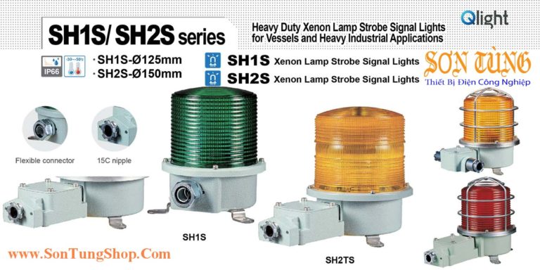 Đèn báo hiệu QLight Chớp nháy Φ125, bóng Xenon, Hàng Hải IP66, KIMM, ABS, CE, SH1S-SH1TS
