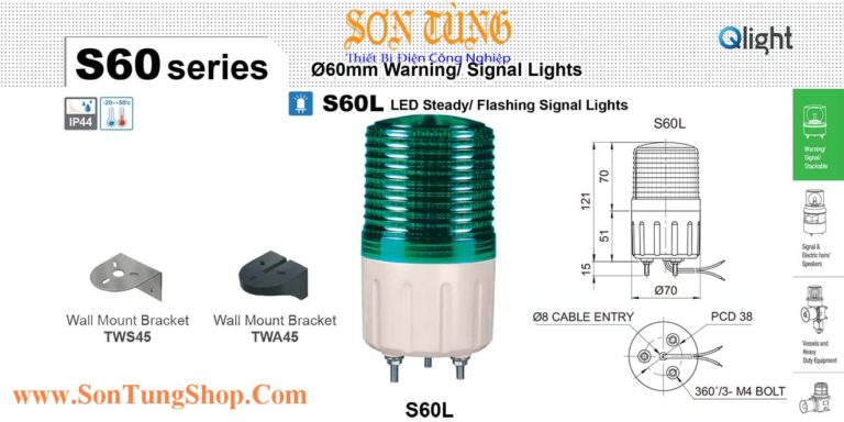 S60L Đèn Nhấp Nháy Báo Hiệu Qlight  Bóng LED Φ60