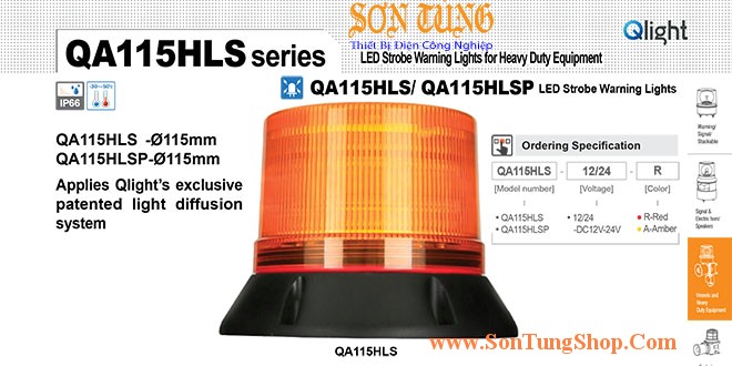 QA115HLS-12/24-A Đèn báo hiệu cho xe Qlight chớp nháy Φ115 Bóng LED IP66