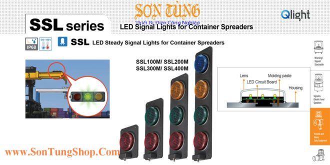 SSL300M Đèn LED đóng mở gù Container Qlight 3 màu Bóng LED Φ93 IP68