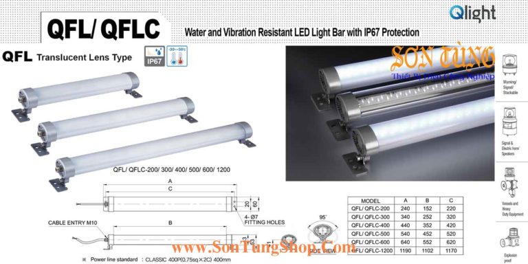 QFLC-400-24 Đèn LED chiếu sáng chống nước, chống rung Qlight IP67