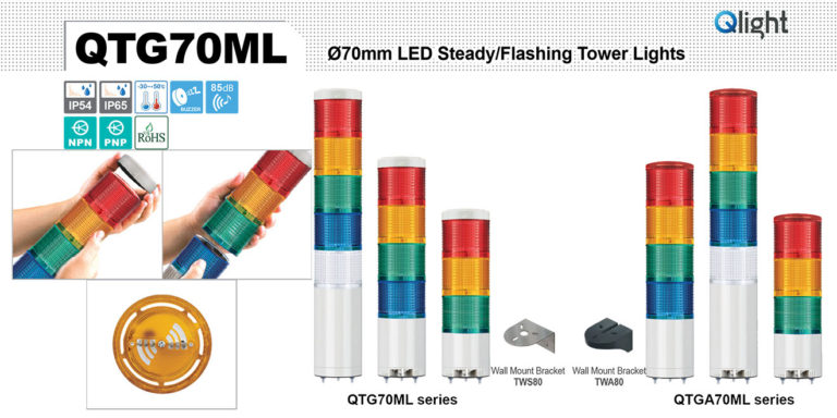 Đèn tháp Module QLight 1->5 tầng, bóng LED, Trụ tròn Φ70, QTG70ML, IP65/IP54