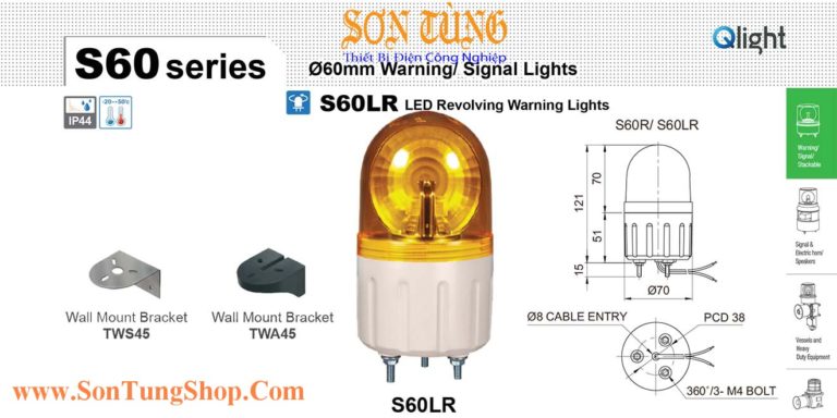 S60LR Đèn Quay Báo Hiệu Qlight  Bóng LED Φ60